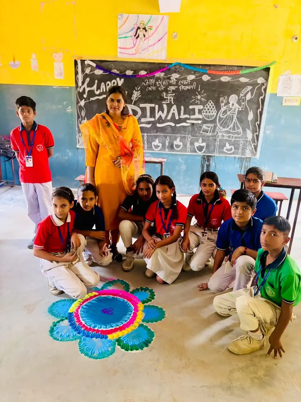 Diwali celebration — rangoli in the classroom