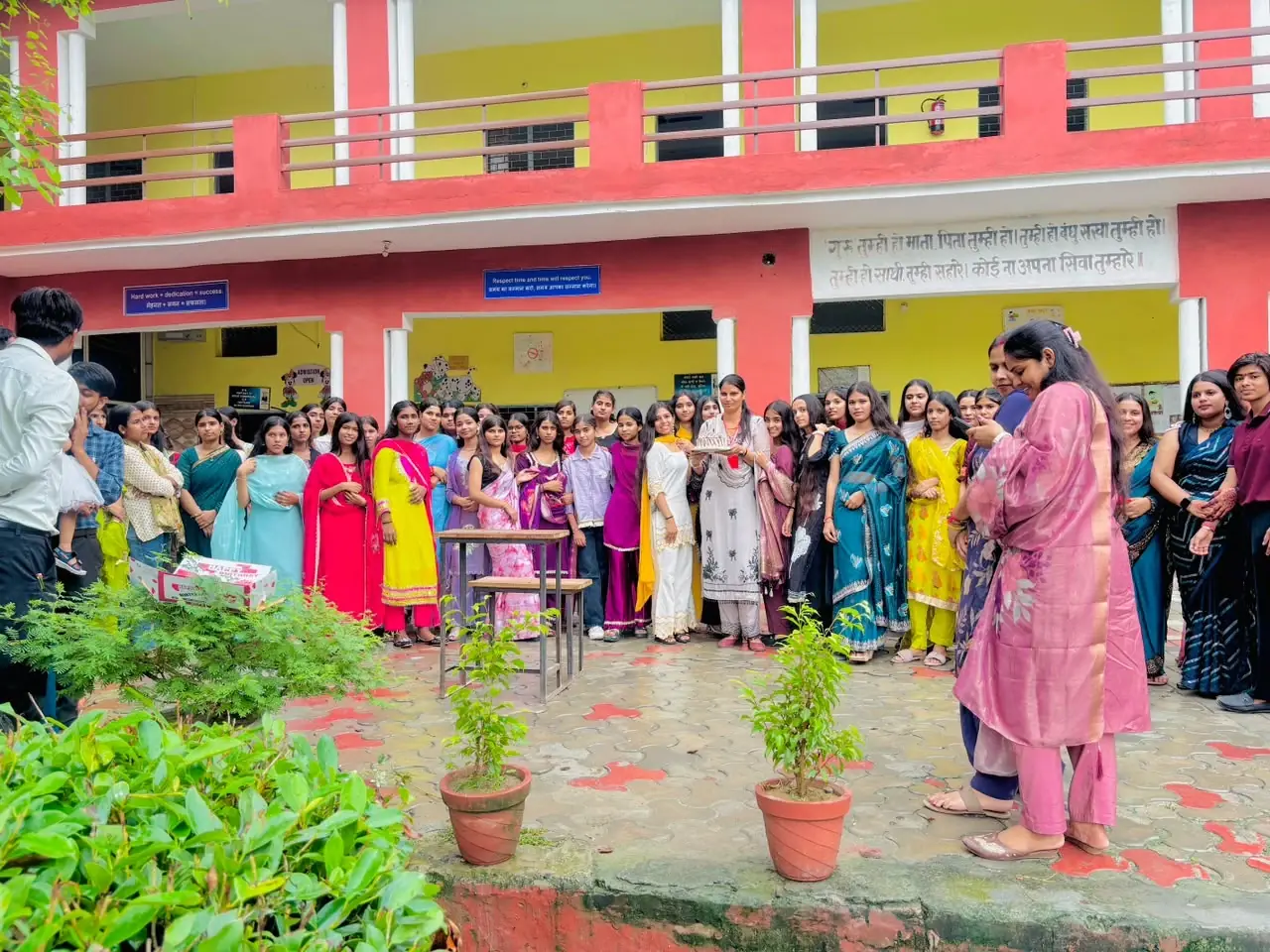A celebration with cake at school